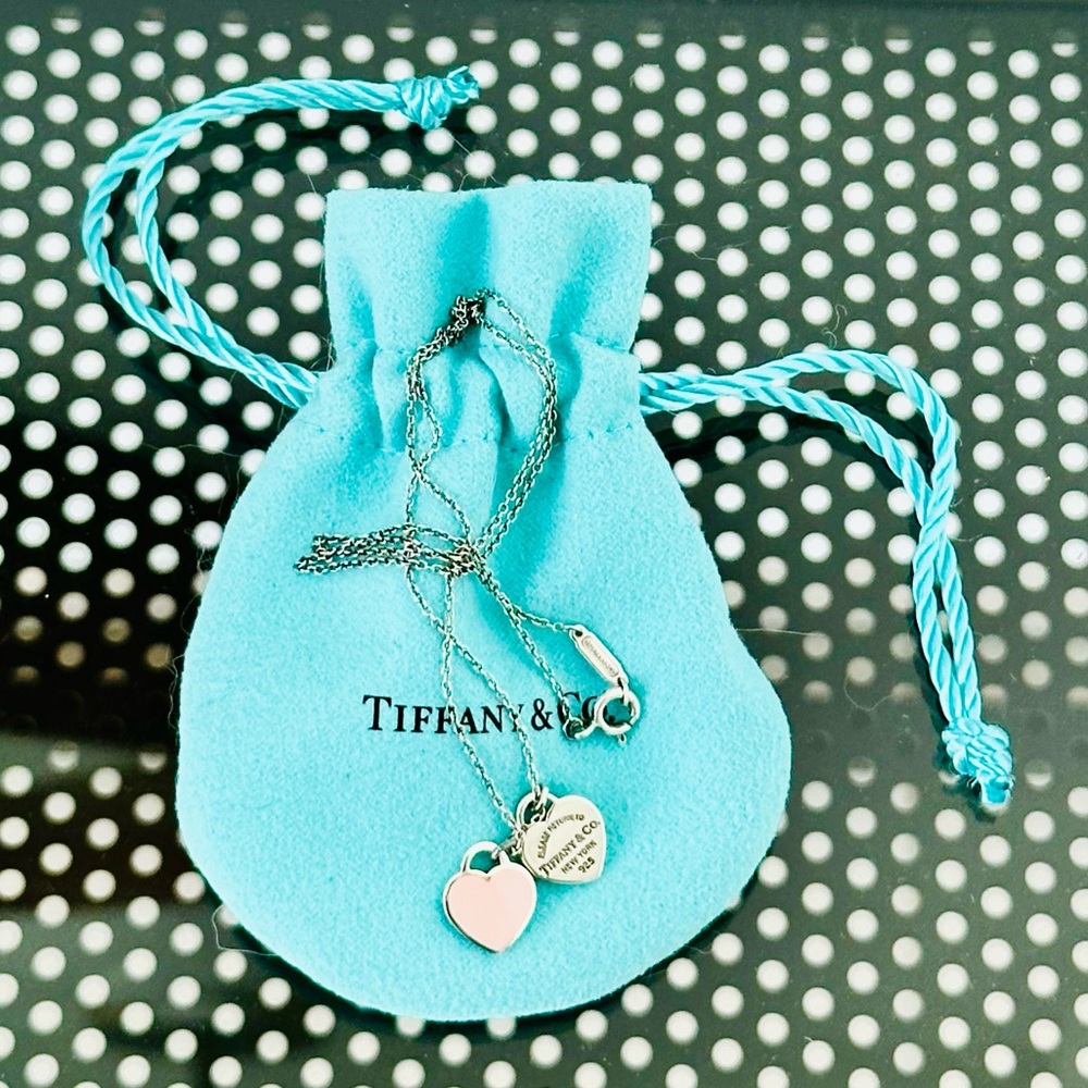 Tiffany Pink Double Heart Tag Pendant